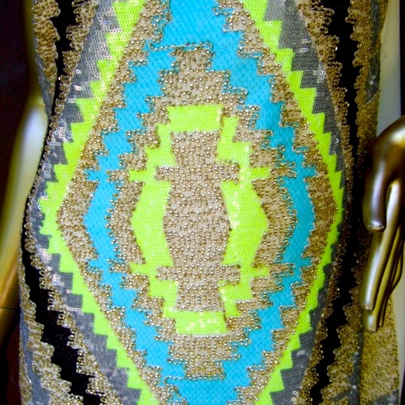 Mod Bold Sequined & Beaded Sleeveless Sheath Dress Designed by Harper 21st - Picture 10 of 14